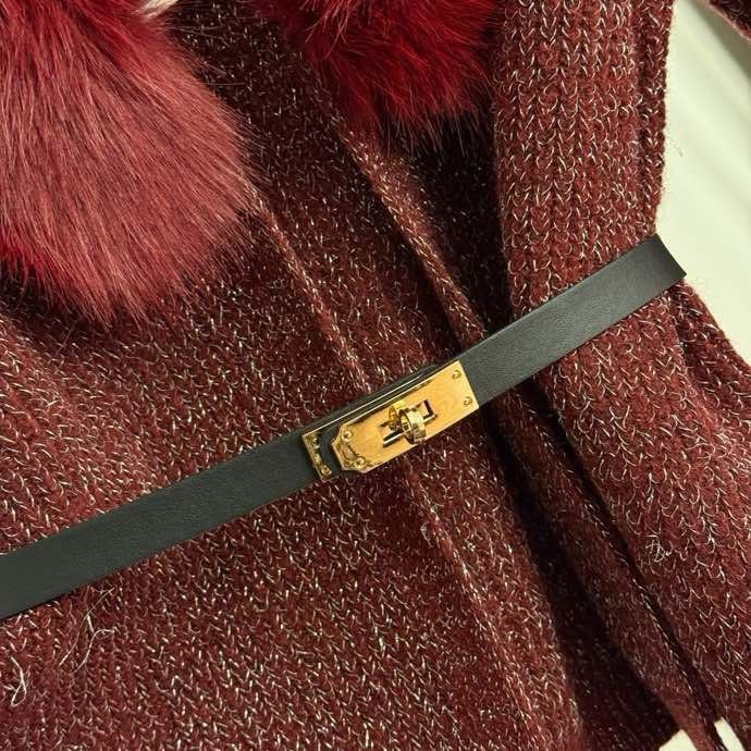 Кардиган женская с меховым воротником фото 3