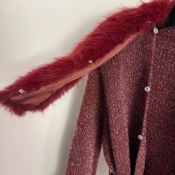 Кардиган женская с меховым воротником фото 4