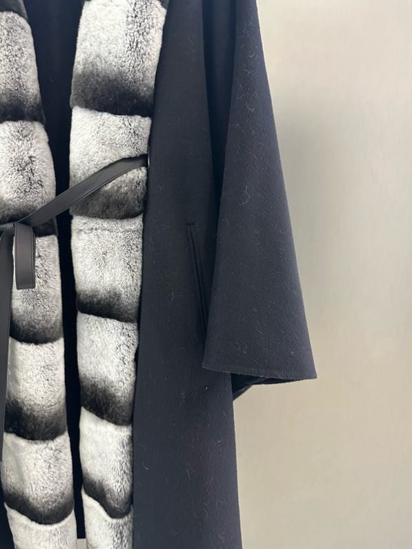 Кашемировое пальто с воротником из меха кролика фото 4