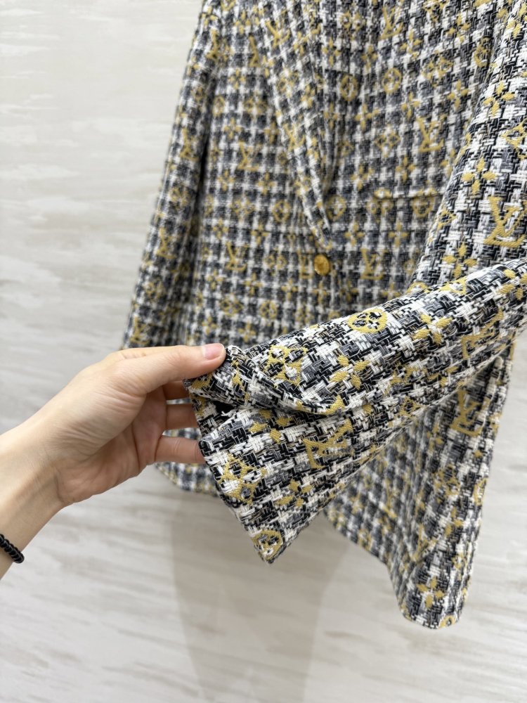 Классический клетчатый твидовый пиджак фото 3