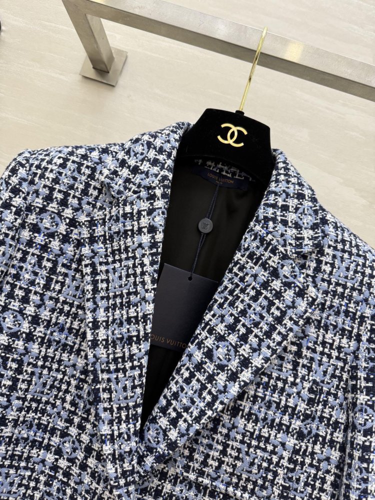 Классический клетчатый твидовый пиджак фото 4