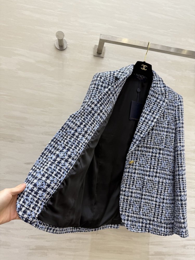 Классический клетчатый твидовый пиджак фото 6