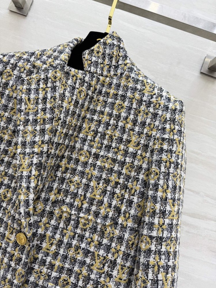 Классический клетчатый твидовый пиджак фото 6