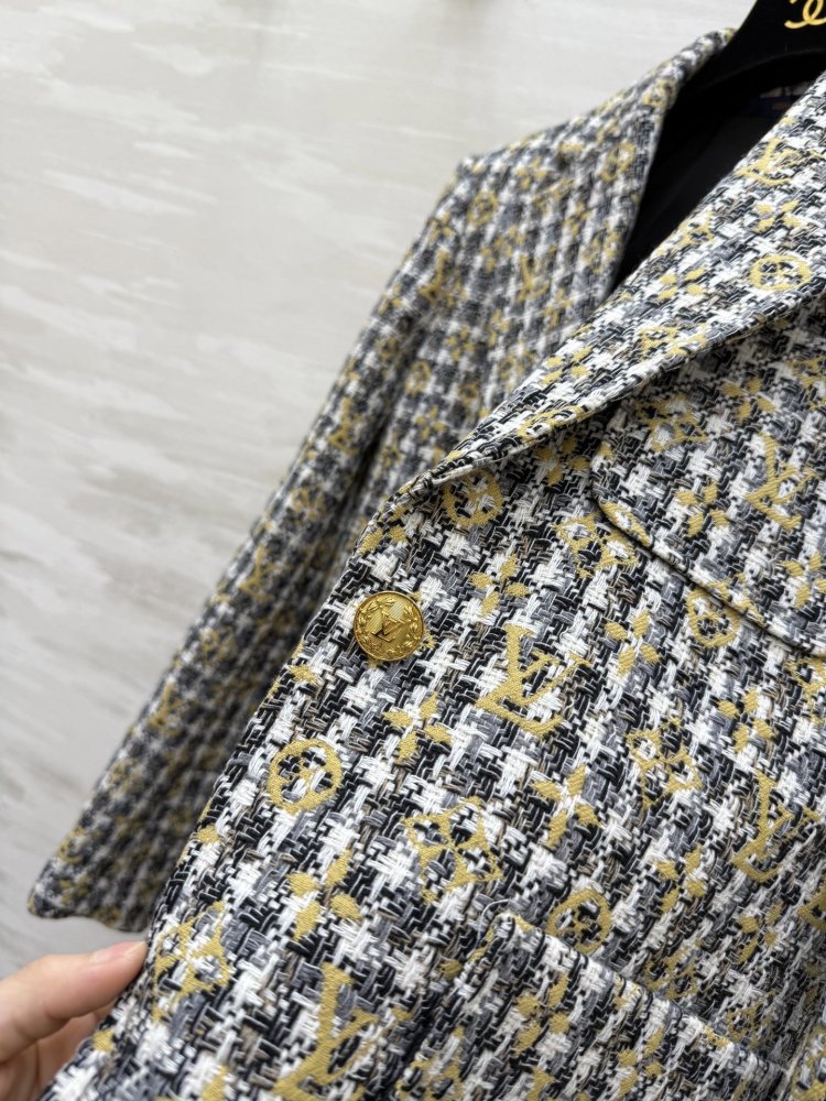 Классический клетчатый твидовый пиджак фото 7