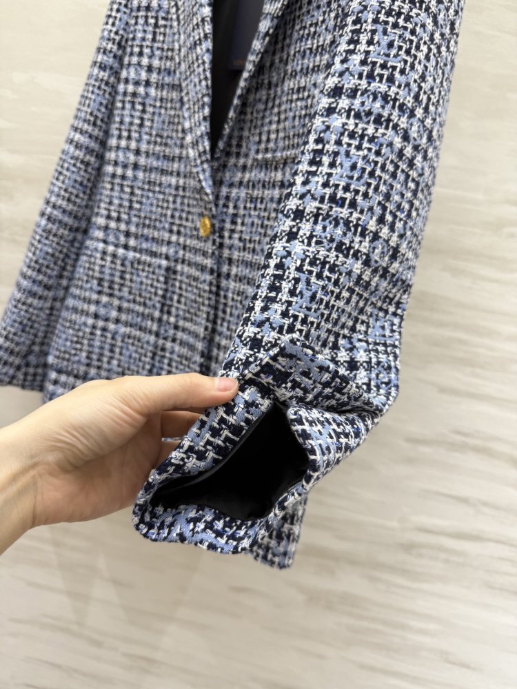 Классический клетчатый твидовый пиджак фото 8