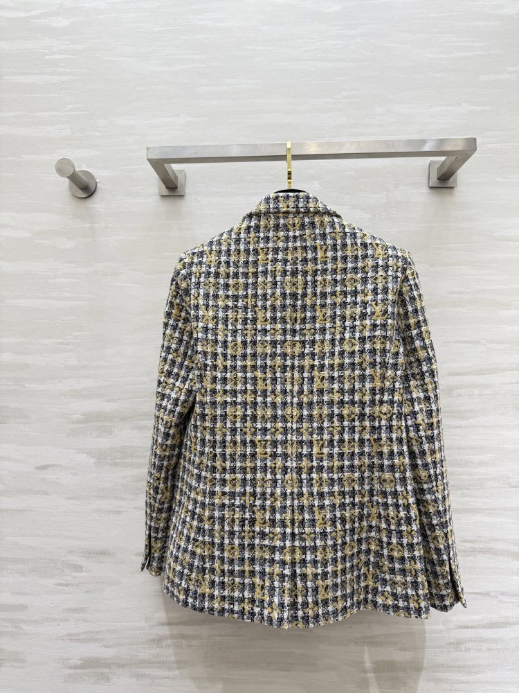 Классический клетчатый твидовый пиджак фото 8