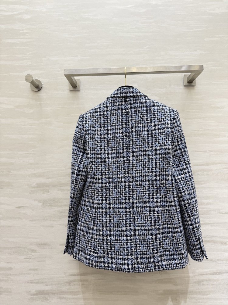 Классический клетчатый твидовый пиджак фото 9