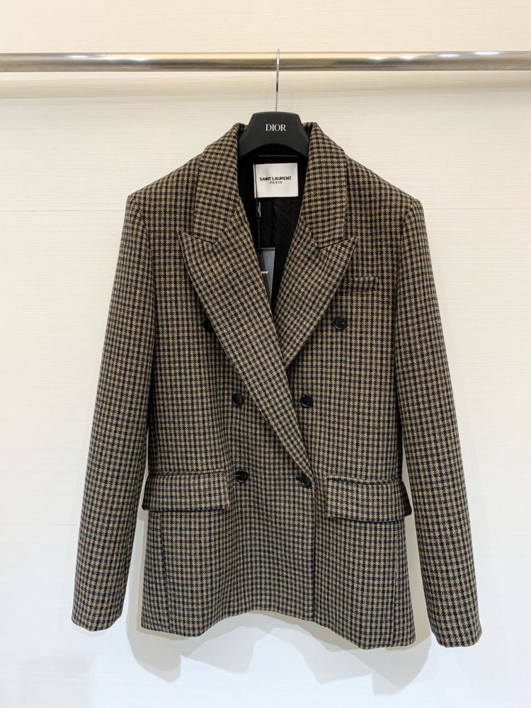 Checkered woolen blazer female