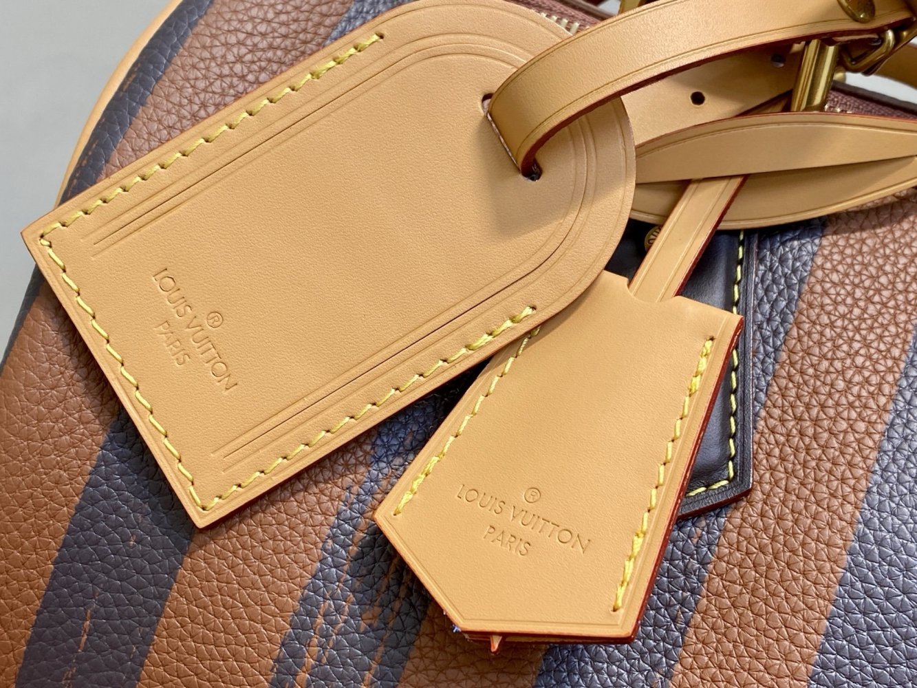 Кофейная полосатая сумка Speedy Pillow Bag 32 см фото 7