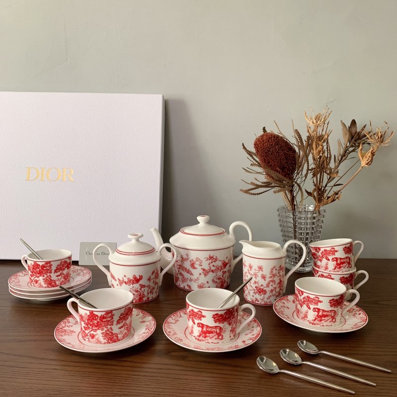 Кофейный сервиз Dior Red Touy из костяного фарфора на 6 персон фото 2