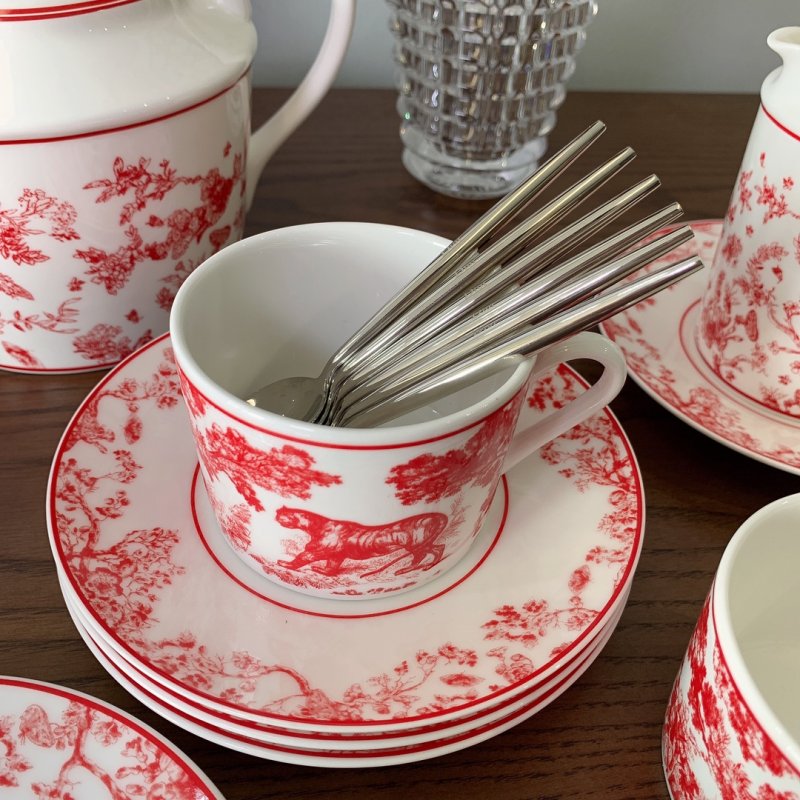 Кофейный сервиз Dior Red Touy из костяного фарфора на 6 персон фото 8