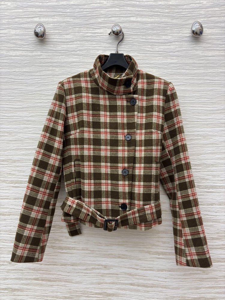 Short plaid jacket women's