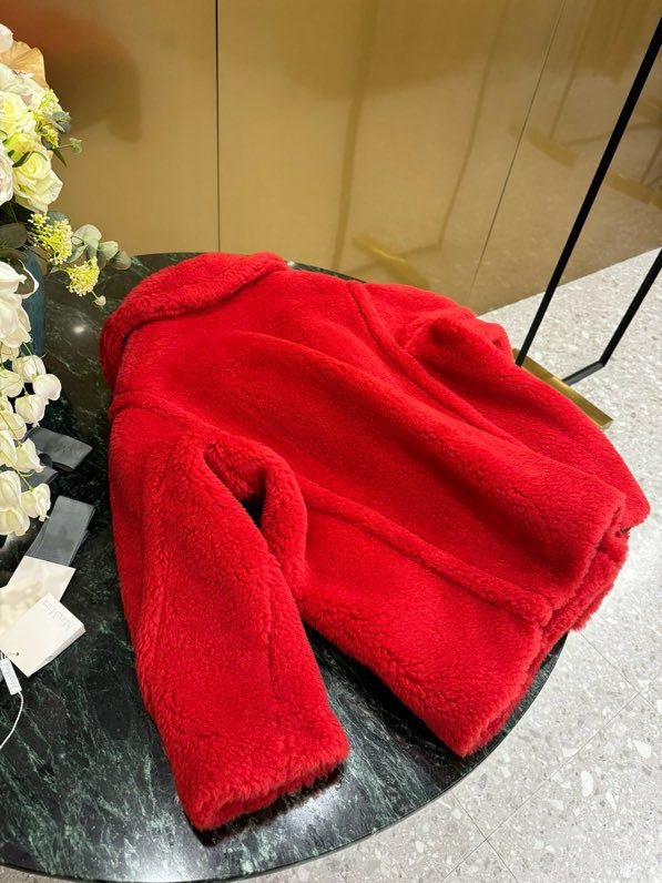 Короткое красное пальто Teddy Bear смесь шерсти альпаки фото 2