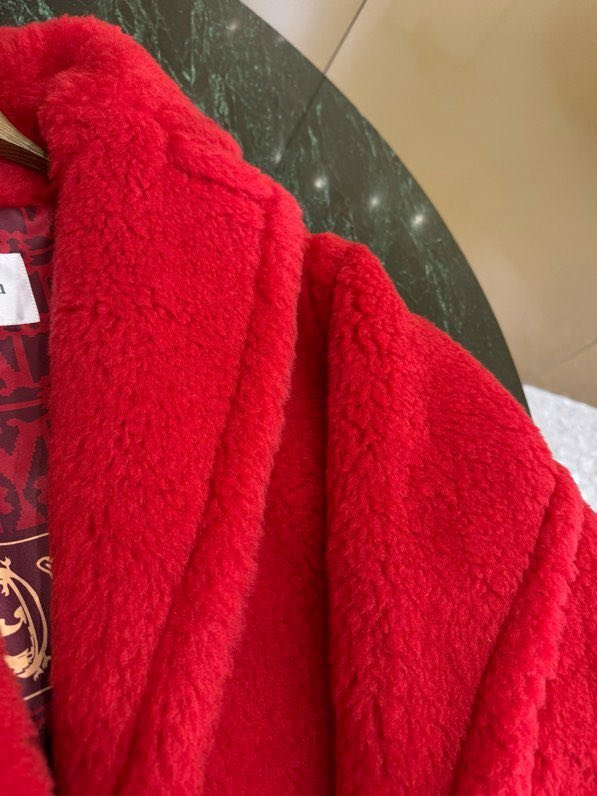 Короткое красное пальто Teddy Bear смесь шерсти альпаки фото 7