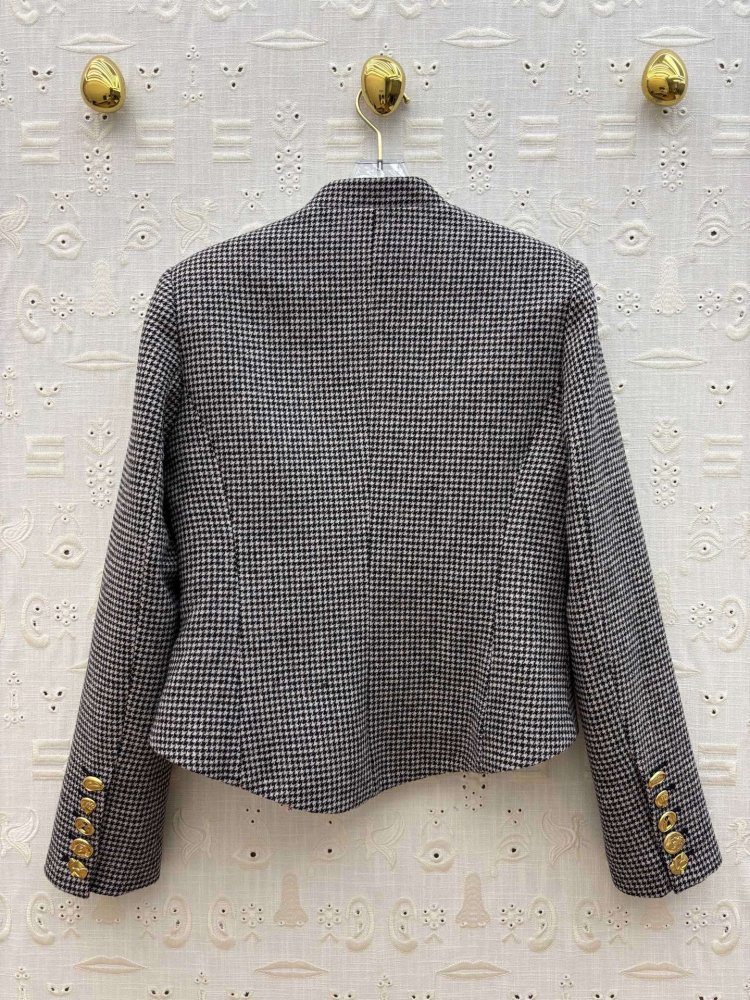 Короткий вовняне пальто в клітку фото 8