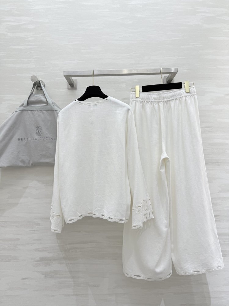 Костюм лляної білий жіночий (блуза і брюки) фото 8