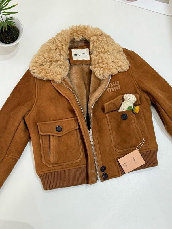 Leather sheepskin coat women's