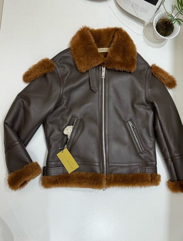 Leather sheepskin coat women's