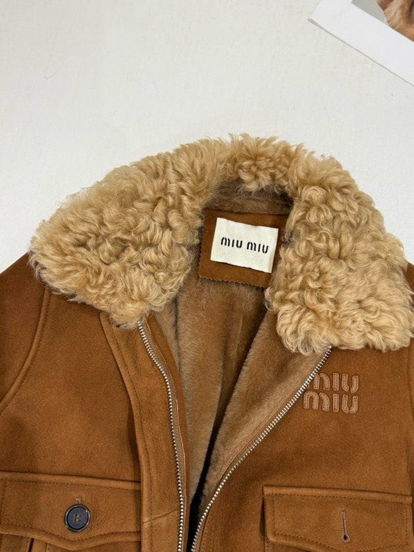 Leather sheepskin coat women's фото 2