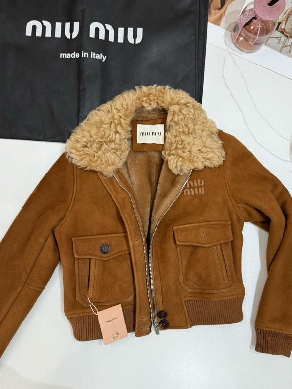 Leather sheepskin coat women's фото 3