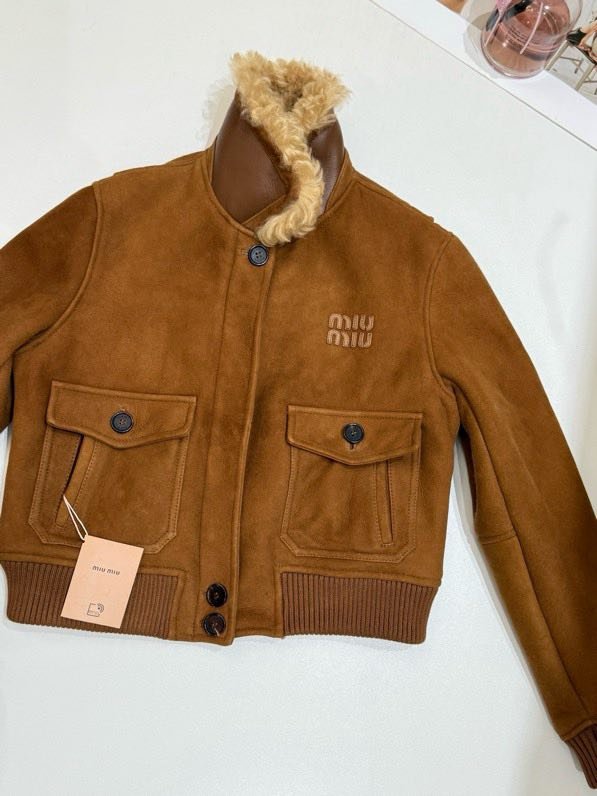 Leather sheepskin coat women's фото 4