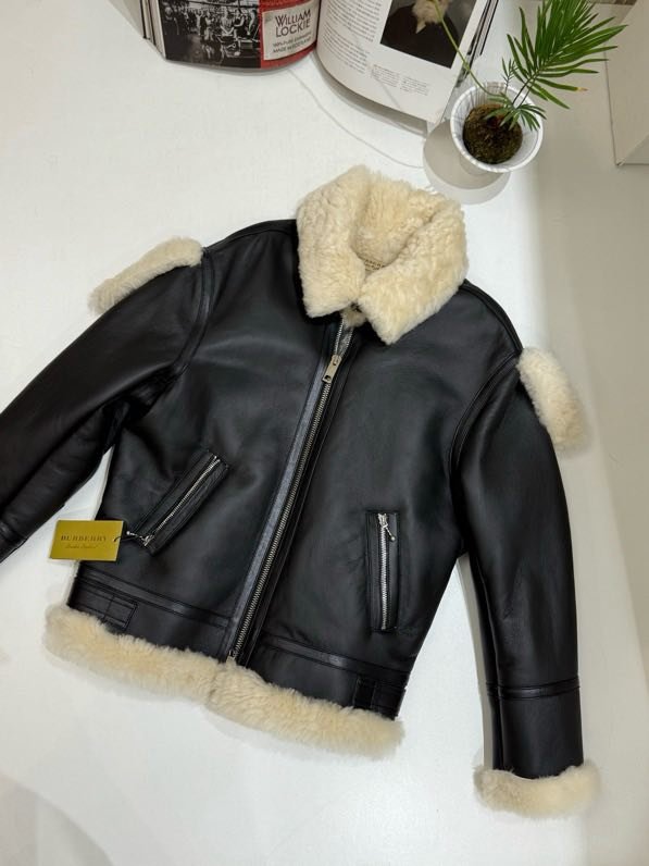 Leather sheepskin coat women's фото 5