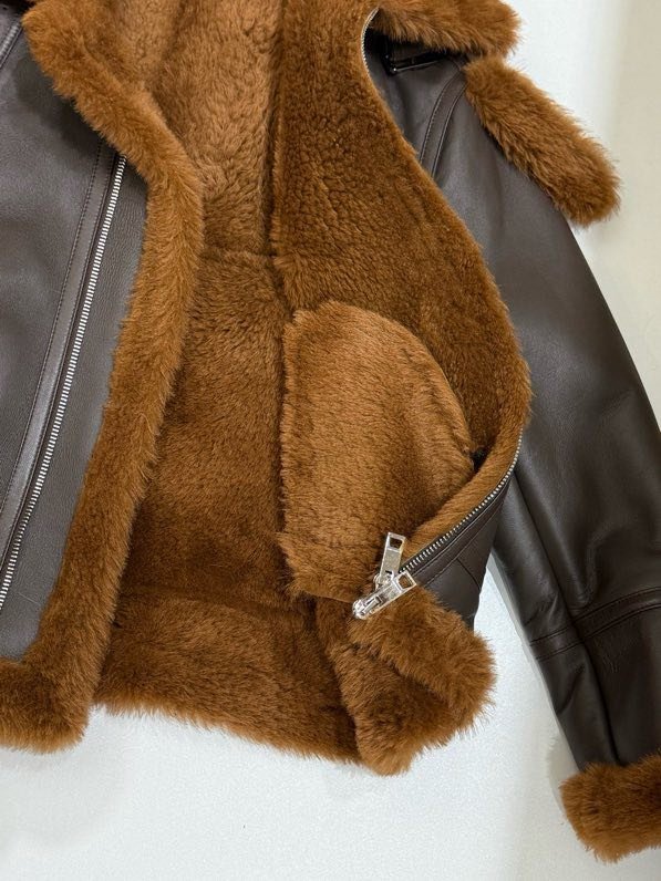 Leather sheepskin coat women's фото 6