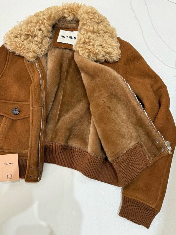 Leather sheepskin coat women's фото 7