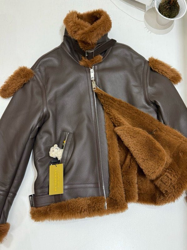 Leather sheepskin coat women's фото 7