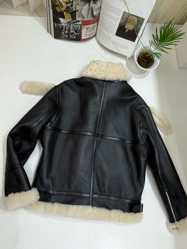 Leather sheepskin coat women's фото 7