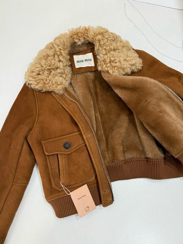 Leather sheepskin coat women's фото 8