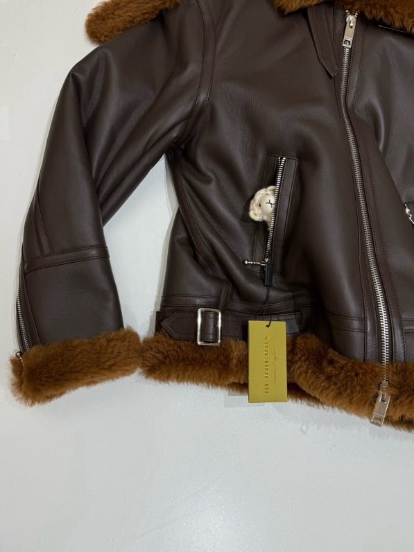 Leather sheepskin coat women's фото 8