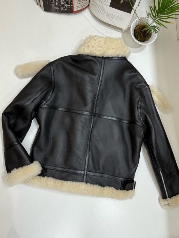 Leather sheepskin coat women's фото 9