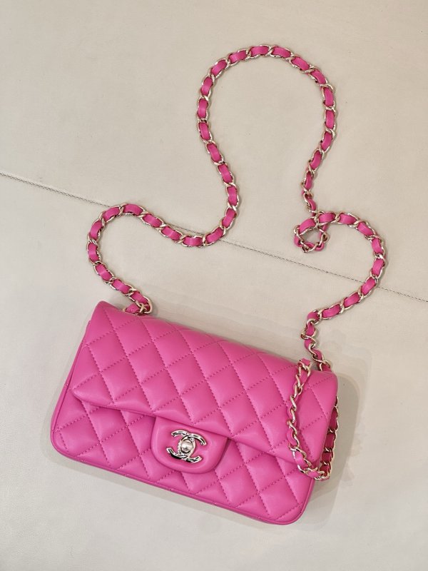 Кожаная розовая сумочка Chanel CF 20 см фото 2