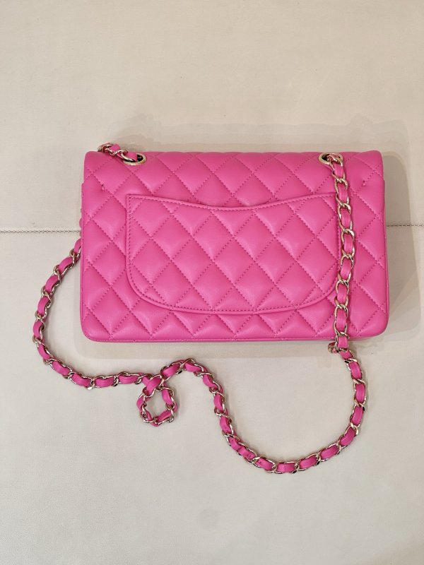 Кожаная розовая сумочка Chanel CF 23 см фото 8