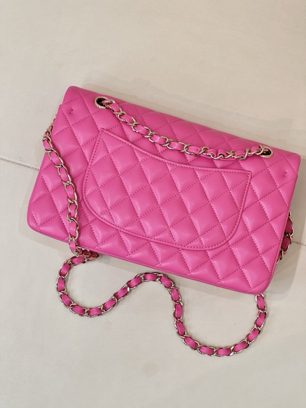 Кожаная розовая сумочка Chanel CF 25 см фото 9