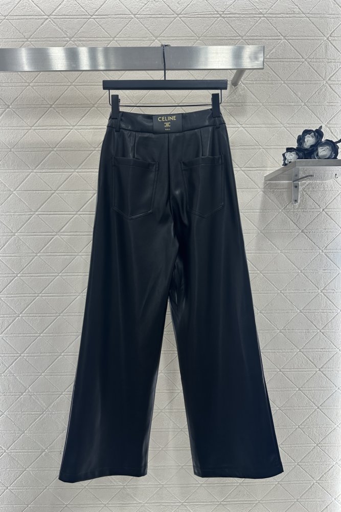 Кожаные брюки прямого кроя фото 2