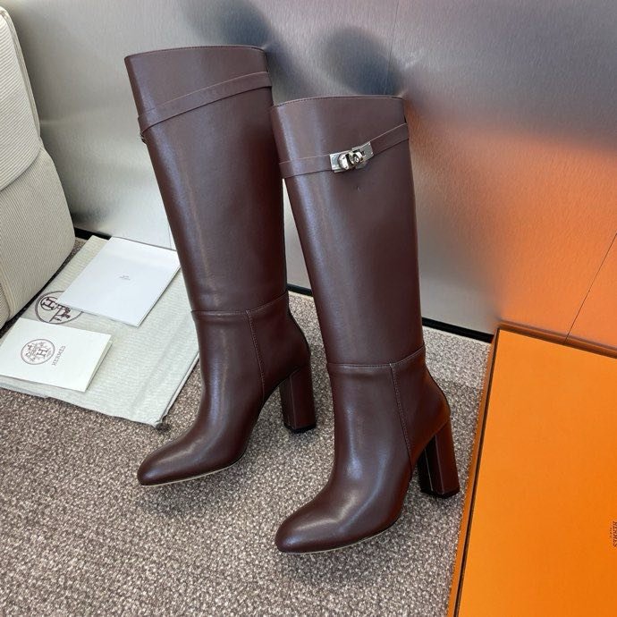 Кожаные сапоги Jumpling с пряжкой Kelly на высоком каблуке фото 7