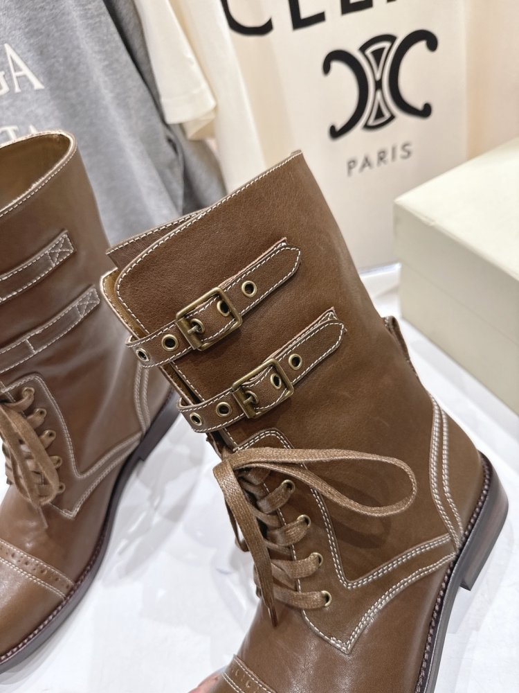 Кожаные женские ботинки на шнуровке фото 6