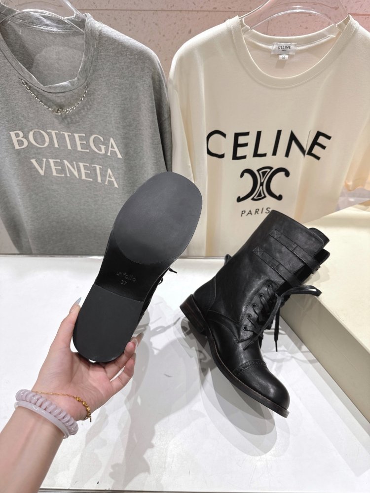 Кожаные женские ботинки на шнуровке фото 9