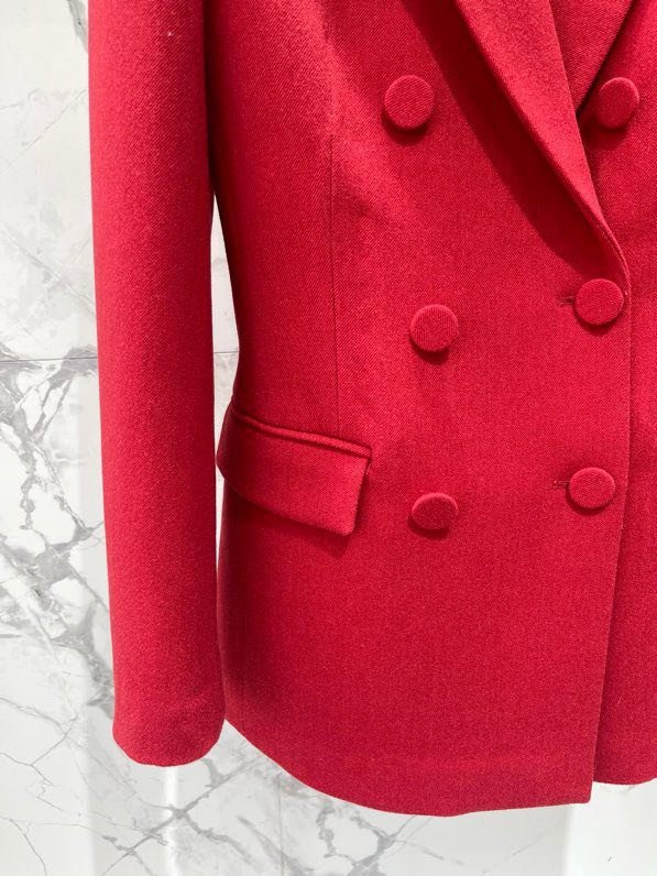 Красный двубортный пиджак женский фото 2