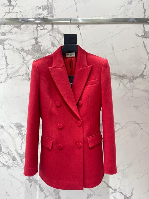 Красный двубортный пиджак женский фото 6