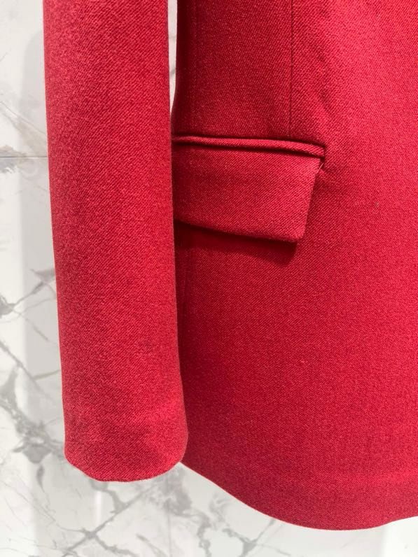 Красный двубортный пиджак женский фото 7