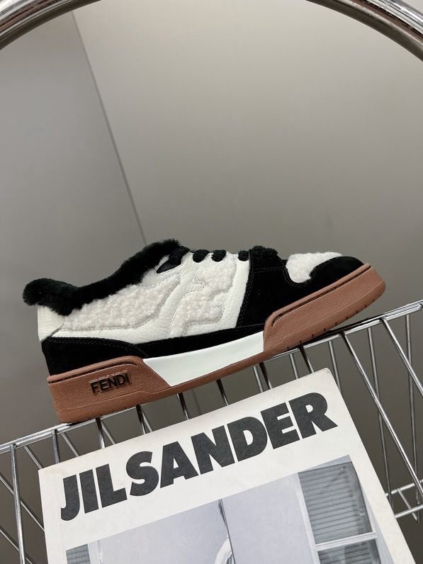 Sneakers on fur leather women's