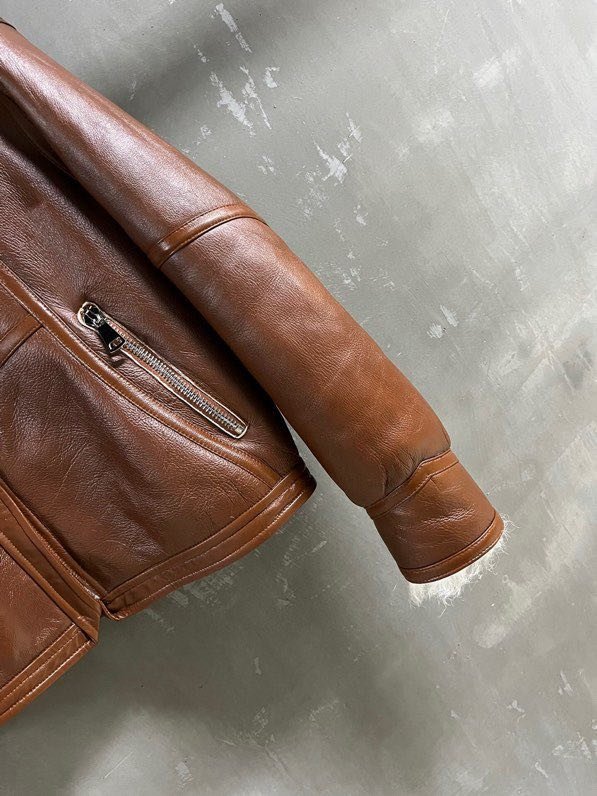 Jacket leather women's on fur фото 3