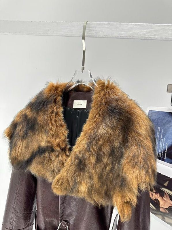 Jacket leather women's from fur collar фото 7