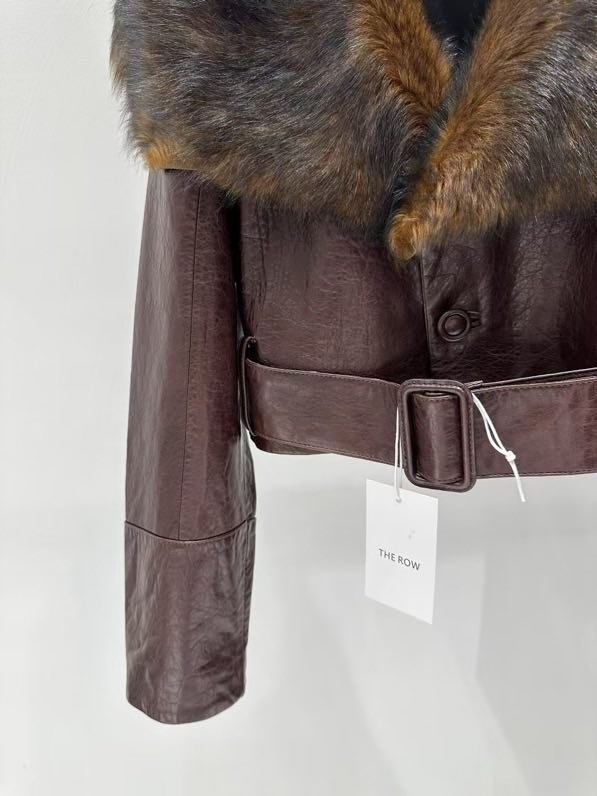 Jacket leather women's from fur collar фото 7