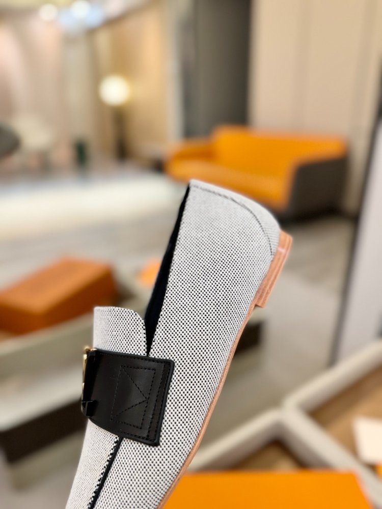 Лоферы of textiles from contrast leather insert and gold logo фото 8