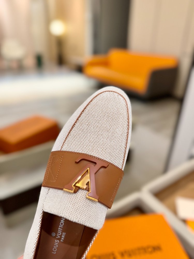 Лоферы of textiles from contrast leather insert and gold logo фото 9