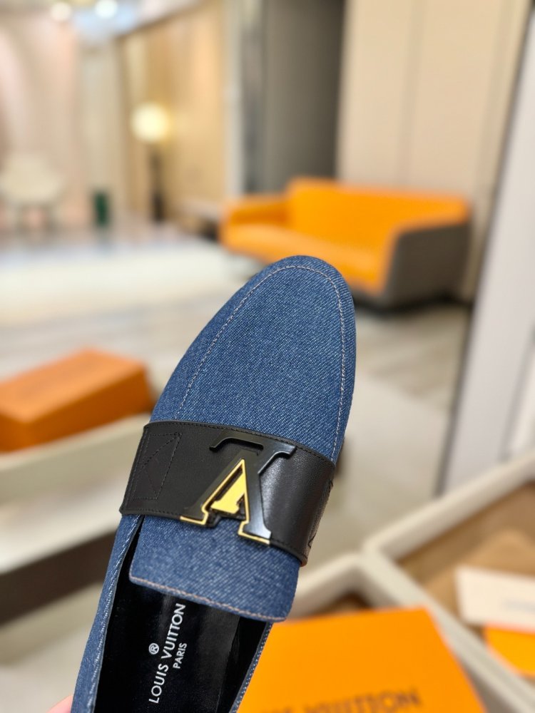 Лоферы of textiles from contrast leather insert and gold logo фото 9